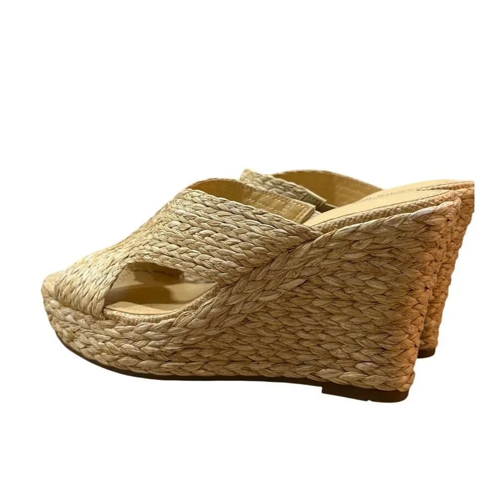Marc Fisher Kalisha Espadrille Wedge Sandal Raffia Straw 6